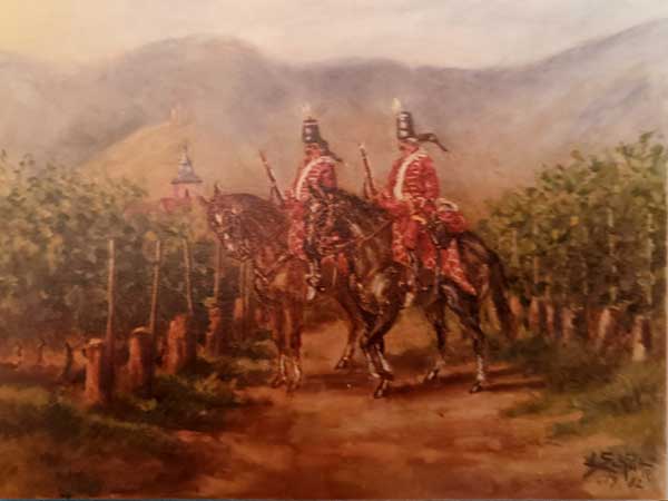 Zwei Reiter in den Weinbergen