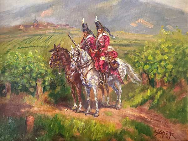 Zwei Soldaten auf dem Pferd