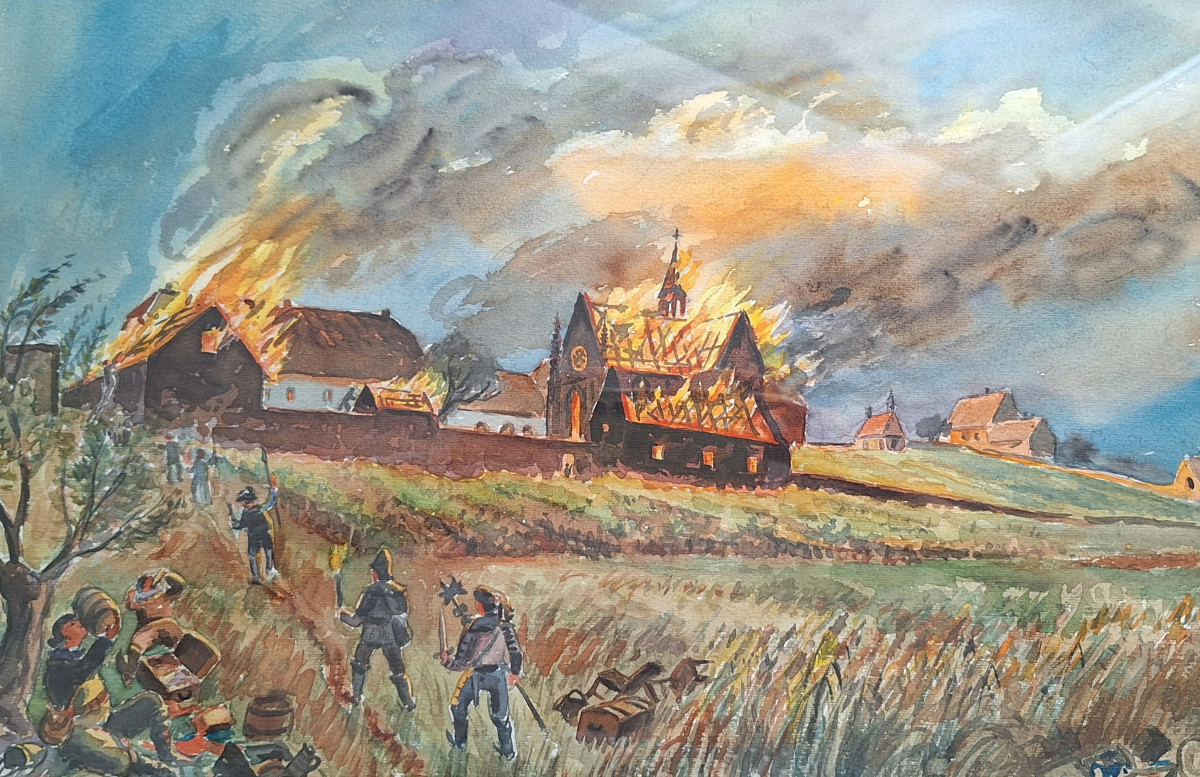 Der nussdorfer Haufen brennt Kloster Heilsbruck nieder 1525